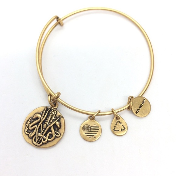 3/$30 ALEX AND ANI BANGLE BRACELET RULER OF THE WOODS REED SNAKE CHARM - Picture 1 of 9